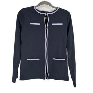 Bogner Jacket Navy blue Cardigan super soft 100% cotton made in Portugal Size 6